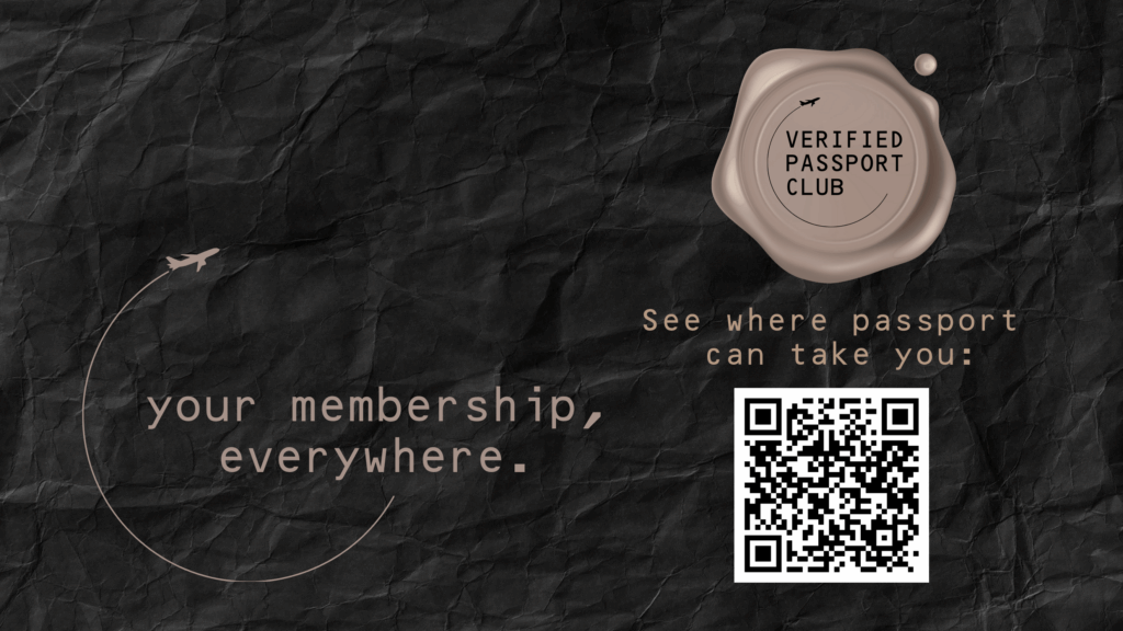 club pickleball passport graphic with your membership everywhere and a plane circling the words next to a QR code